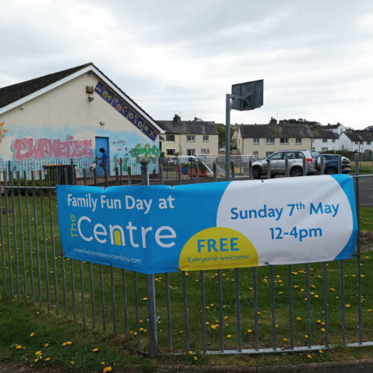 The Centre exterior fun day banner 3 west cumbria ewanrigg